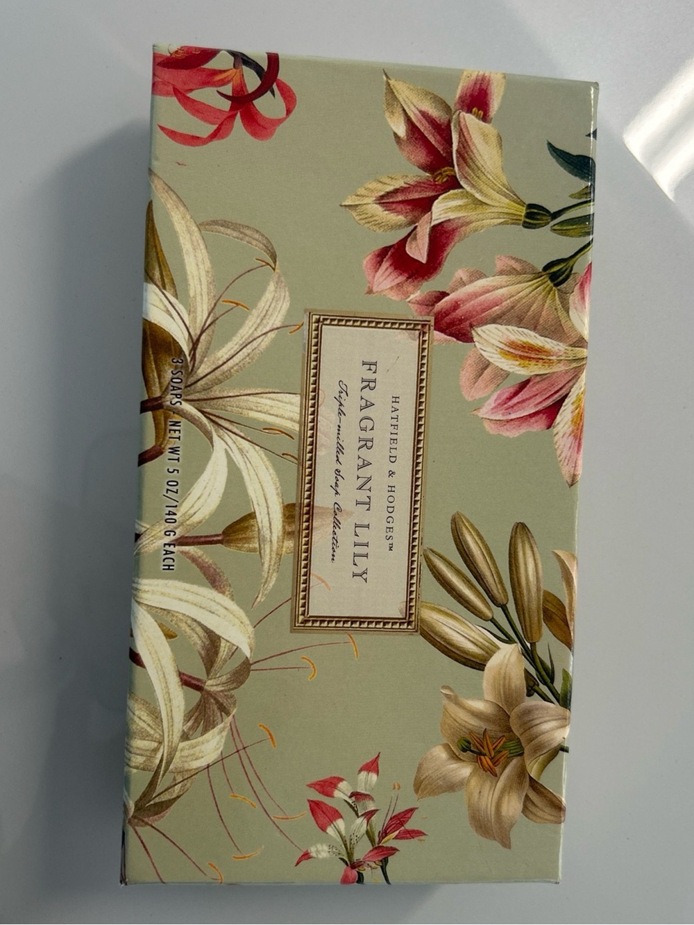 HATFIELD & HODGES Fragrant Lily TRIPLE MILLED SOAP COLLECTION 3 BARS SOAP SETNEW
